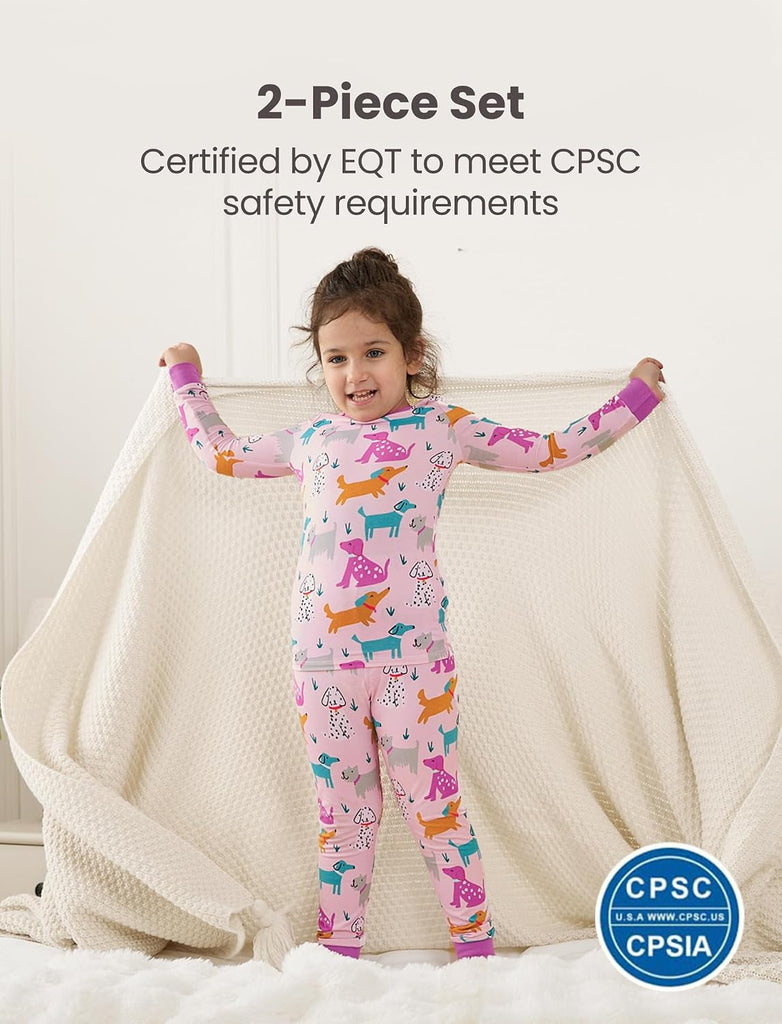 Bamboo Viscose Pajama Sets for Toddler Boys & Girls Baby Kids, Ultra-soft Snug fit Pjs Sleepers for Birthday Holiday