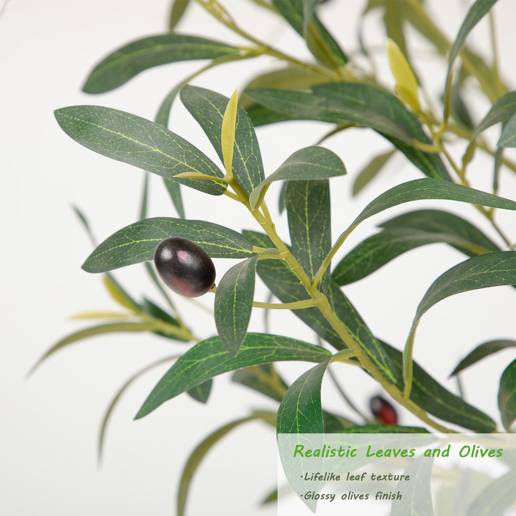 Majestic Faux Olive Tree 7 feet - Artificial Olive Tree Indoor & Outdoor with Lifelike Leaves & Textured Branches