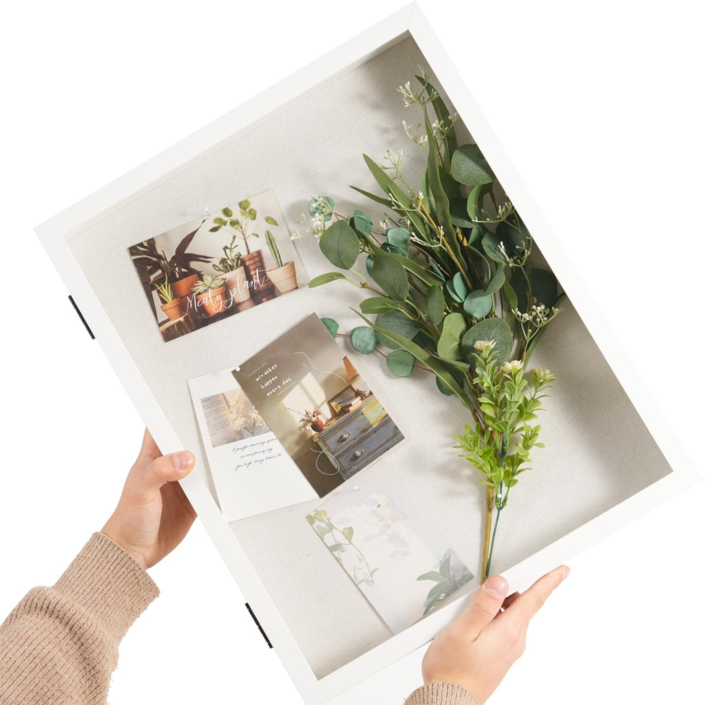 16x20 Shadow Box Wood Picture Frame, 2.16 Deep, Real Glass, White