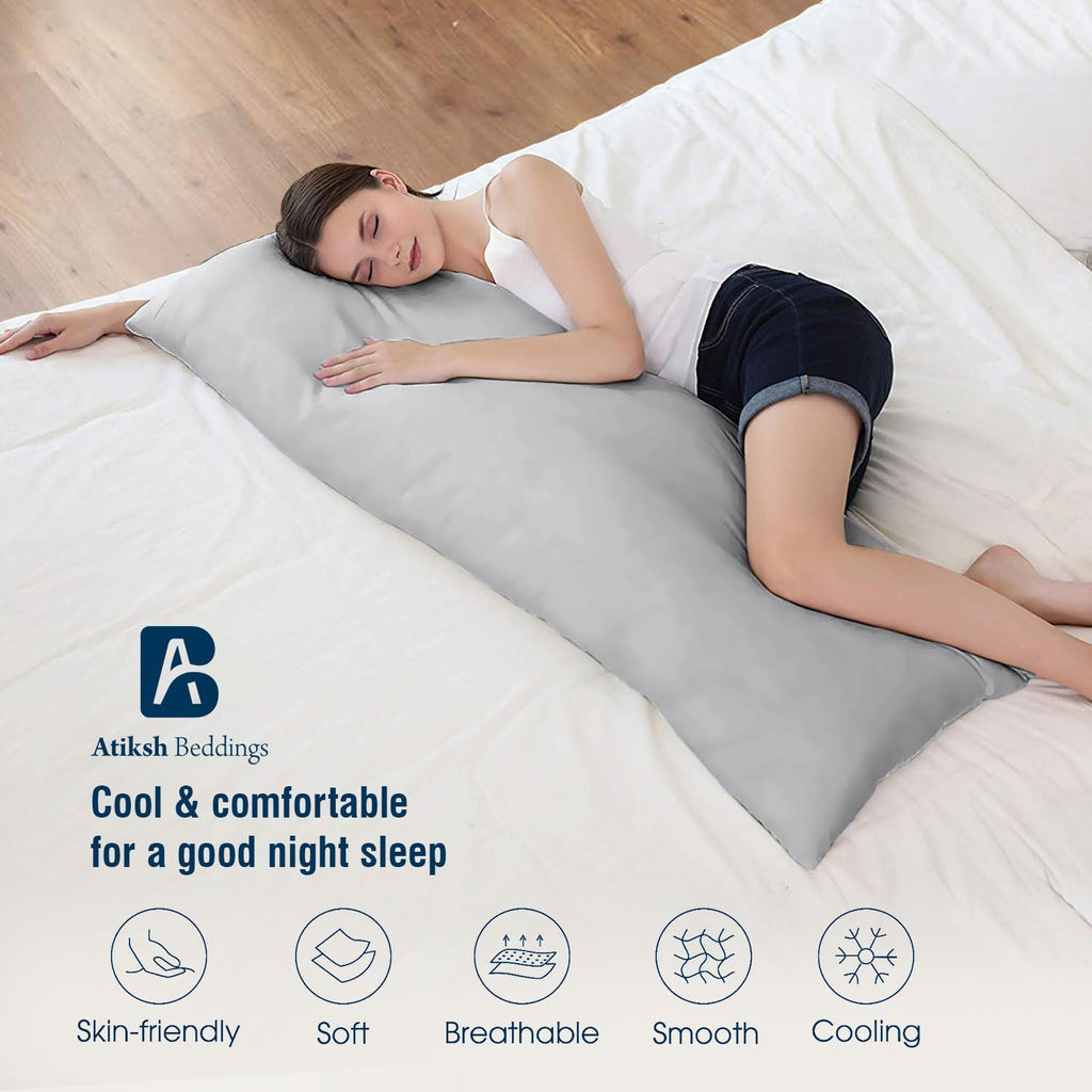 Body Pillow case with Zipper Closure 100% Egyptian Cotton 500 Thread Count Pack of 1 Long Body Pillowcase Cover for