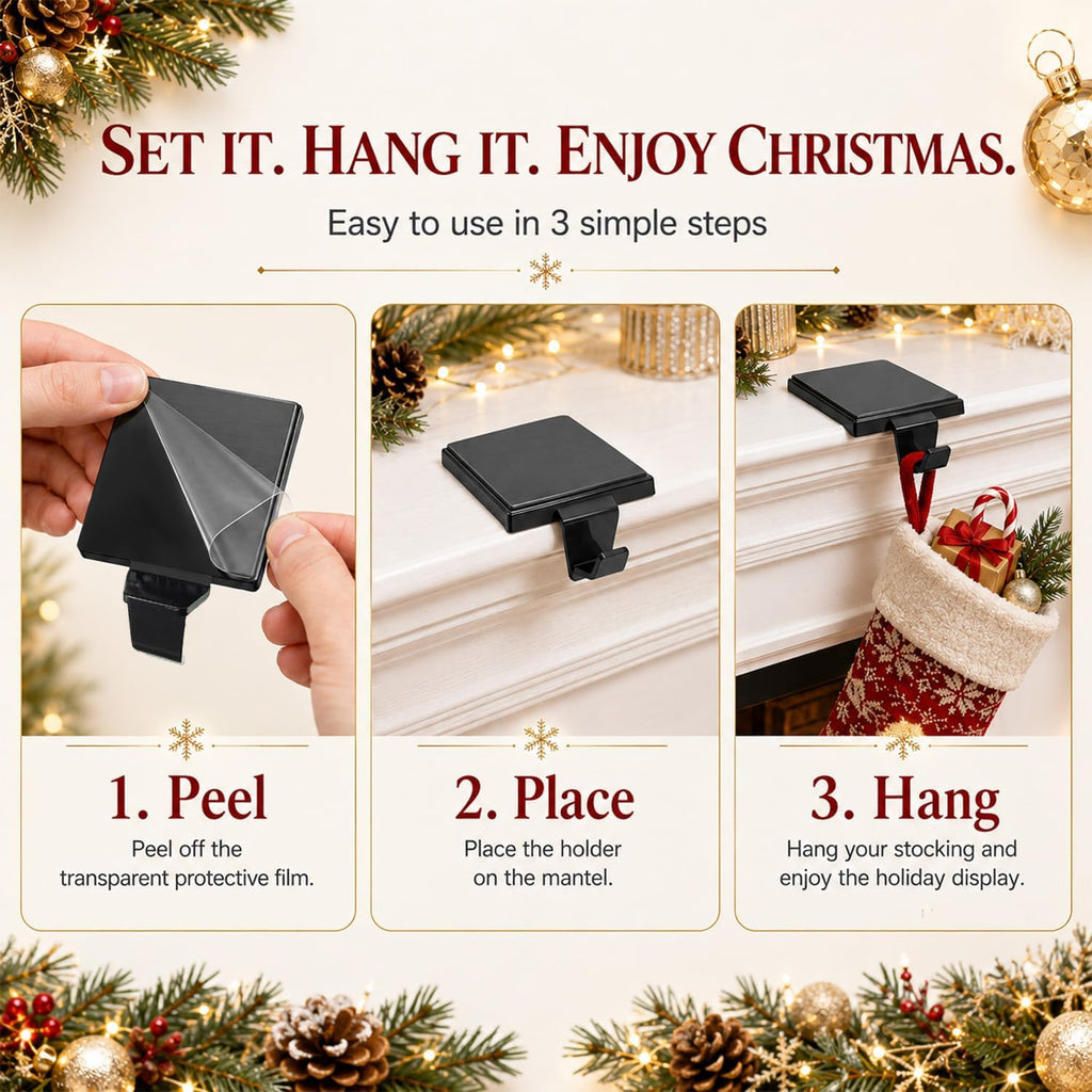 Christmas Stocking Holders for Mantle Set of 6, Heavy Duty Stocking Hangers Stocking Hook Christmas Ornaments for