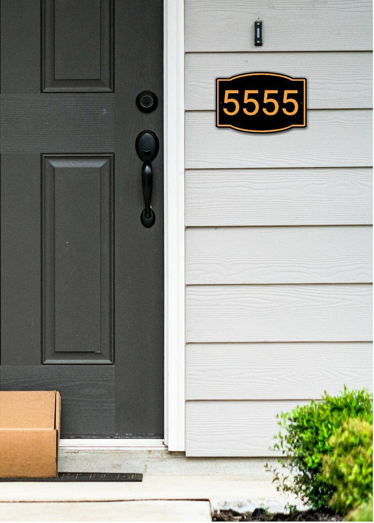 Custom House Number Sign Horizontal Black 10x6.75