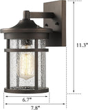 Outdoor Wall Light, Exterior Porch Mount Light Fixture, Outdoor Wall Sconce, Front Door Lantern Lamp with Seeded Glass Shade(Oil Rubbed Bronze, 11.3" Height) A123-B07ZCG4S3K