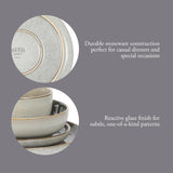 Sunveil 16 Piece (Service for 4) Plates and Bowls Reactive Glaze Round Dishes Stoneware Ceramic Dinnerware Set