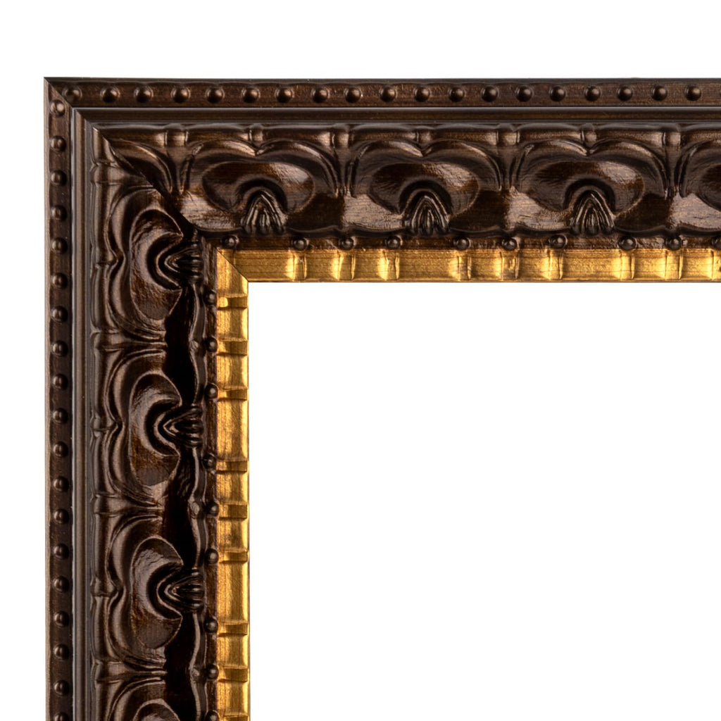 8x10 Dark Brown & Gold Color Photo Frame Real Glass