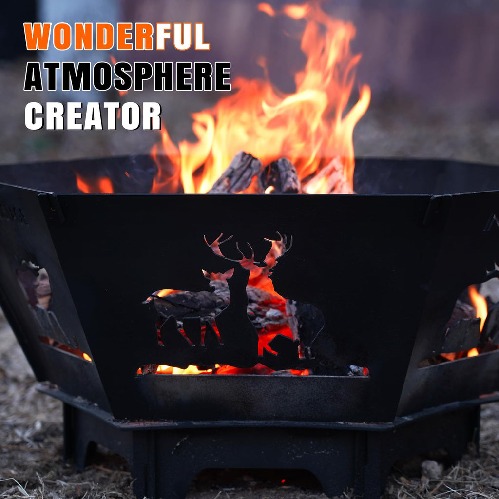 27.5 Inch Collapsible Fire Pit for Camping with Tote Bag
