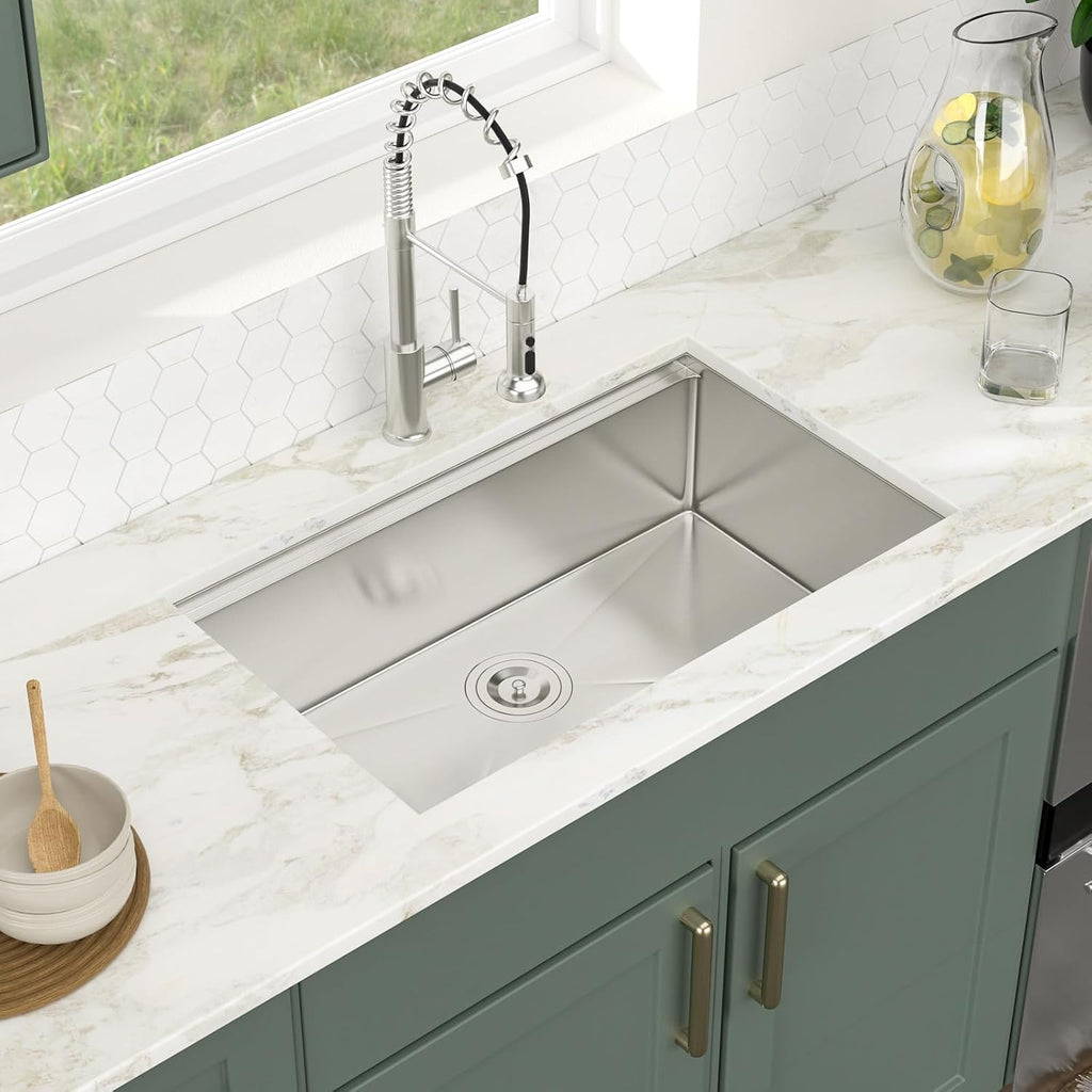 32x19 Undermount Kitchen Sink All in One Workstation 16 Gauge SUS304 Stainless Steel Single Bowl 9" Deep Handmade