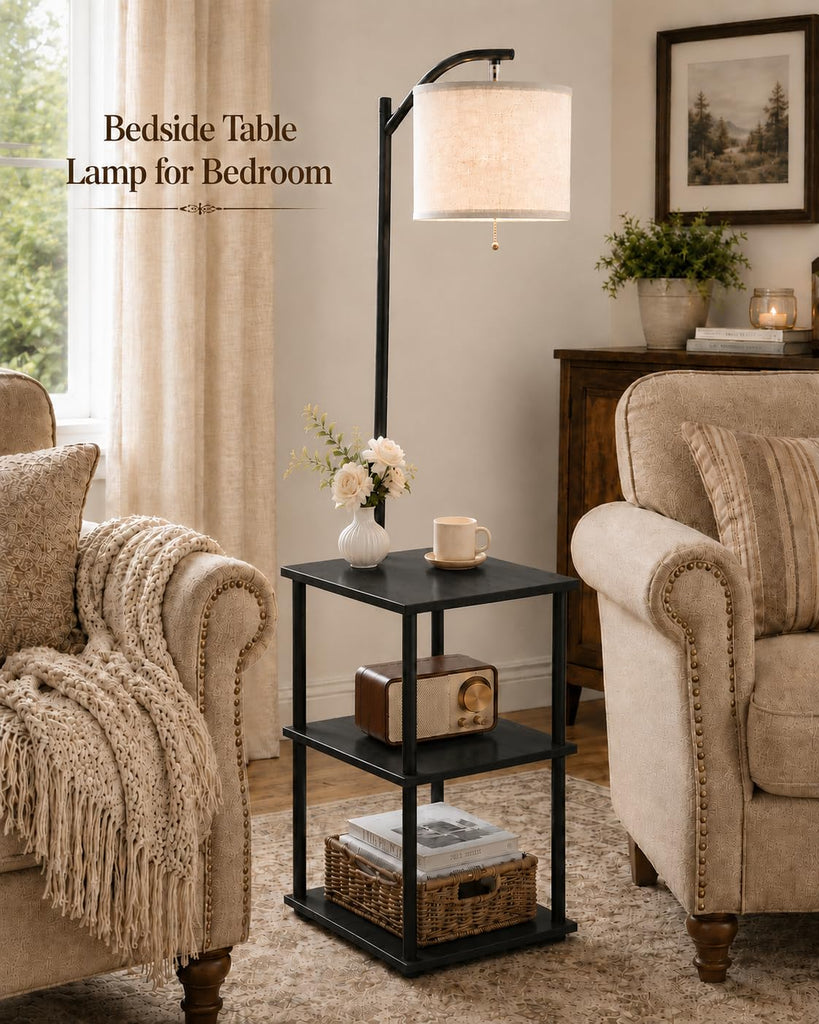 Floor Lamp with Table, Side Table, 3 CCT 9W LED Bulb