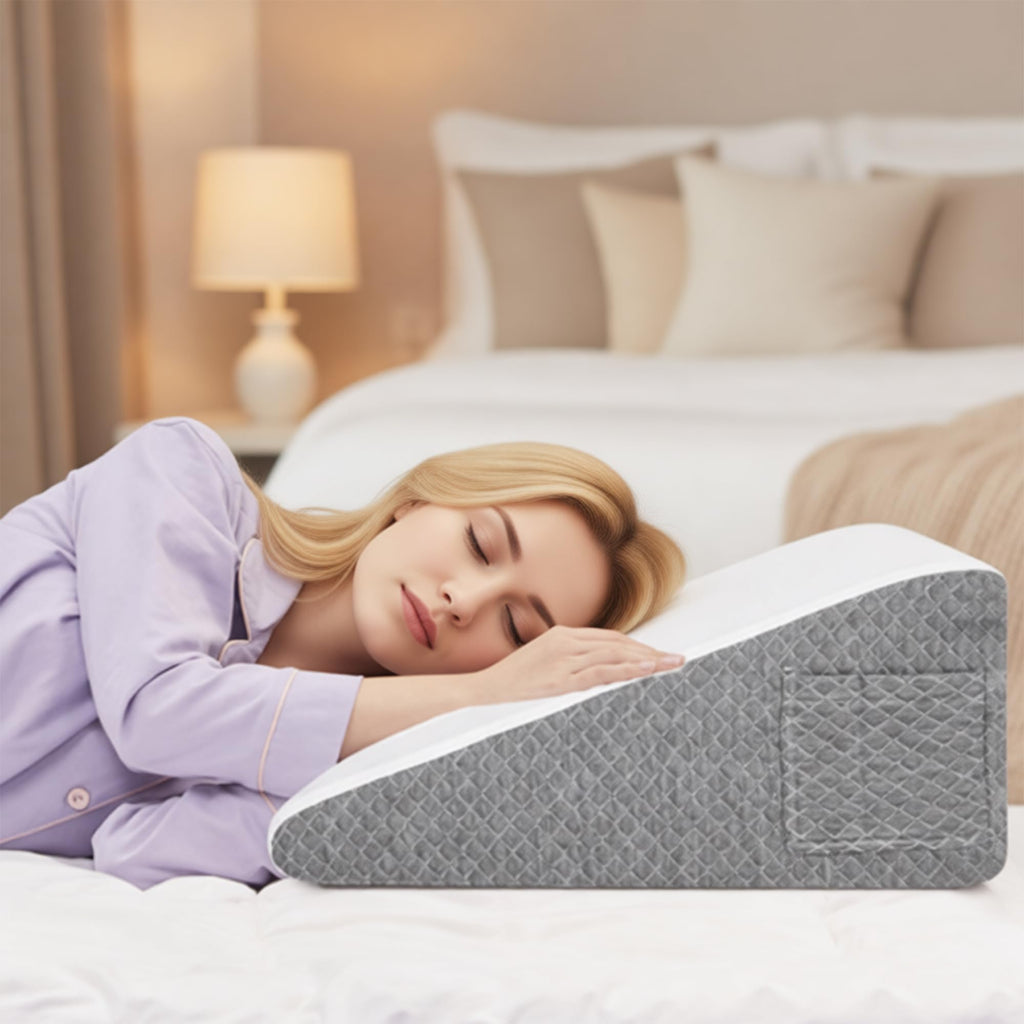 Wedge Pillow Set for After Surgery, White/Dark Grey, "