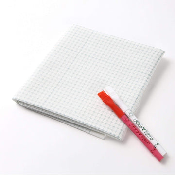 Sashiko 100% Cotton Sewing Cloth (42.5 inch x 19.6 inch) with Grid Line and Fabric Marking Pencil Set (White)