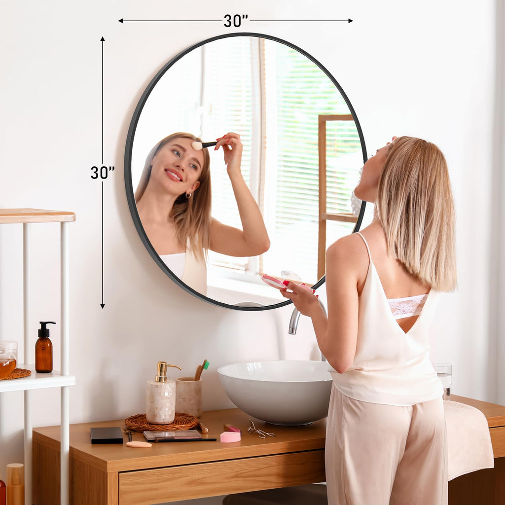 30 Inch Round Wall Mirror, Bathroom Mirror for Over Sink