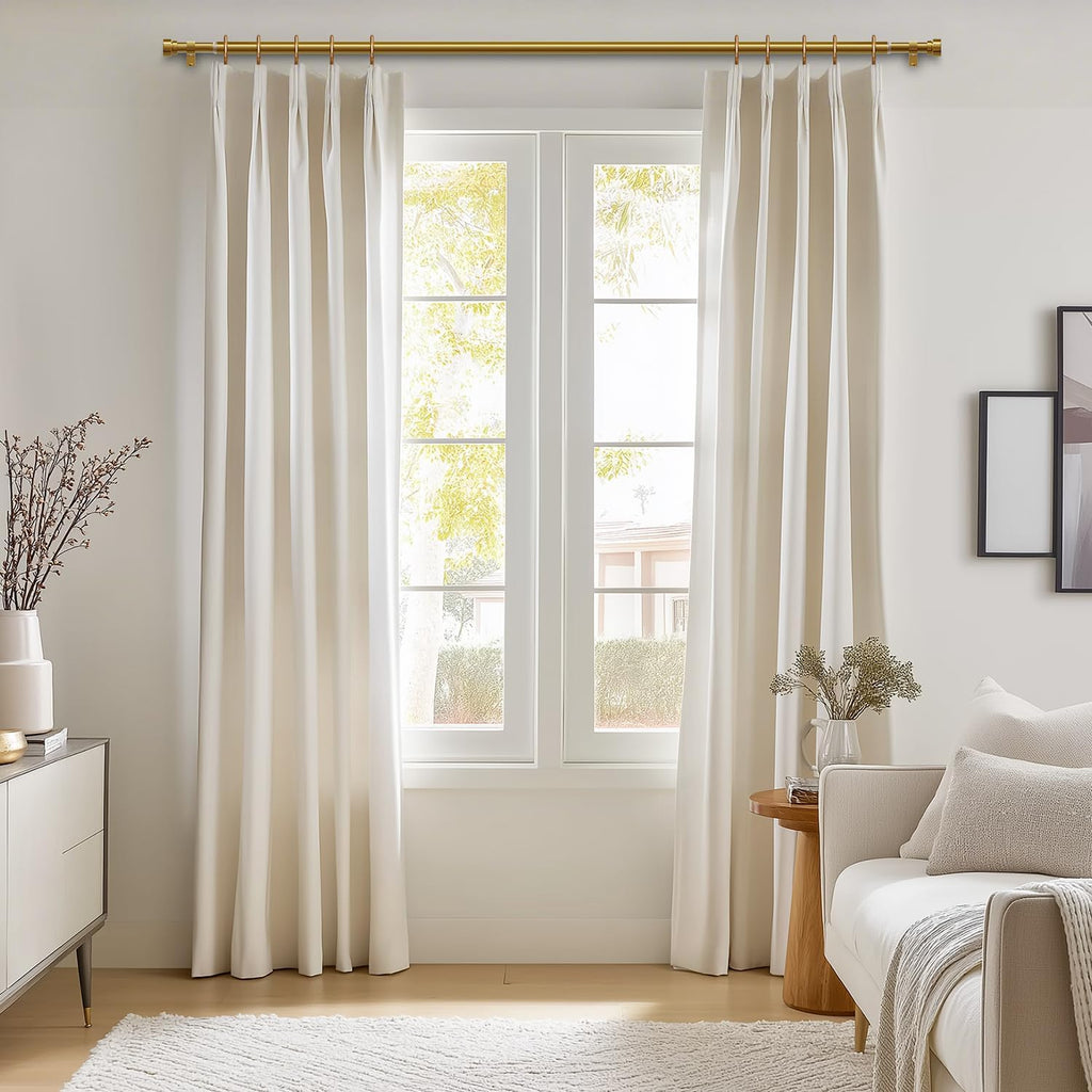 2-Pack Brass Gold Heavy Duty Curtain Rods for Windows 28 to 48 Inch, 1 Inch Pole Adjustable Curtain Rod Set with Easy - Set of 2