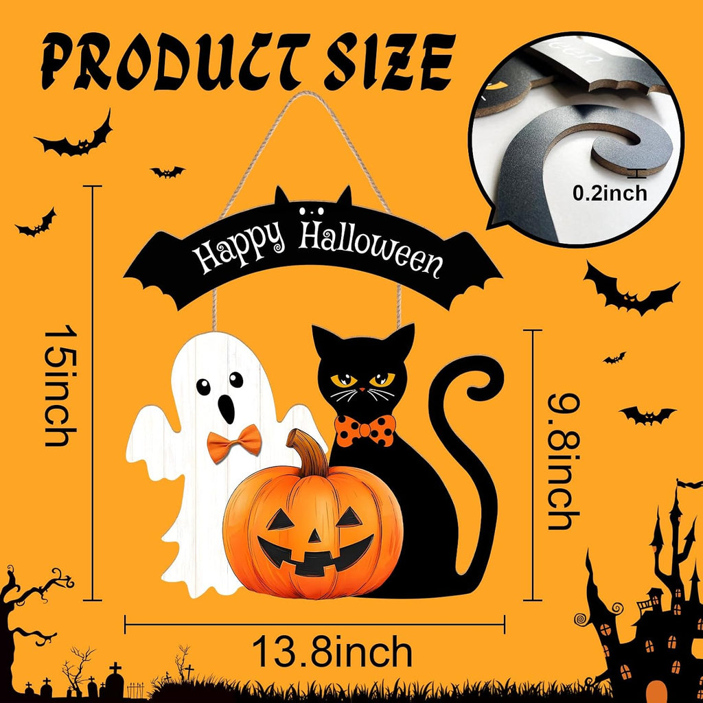 Halloween Decorations Wooden Hanging Welcome Sign for Front Door