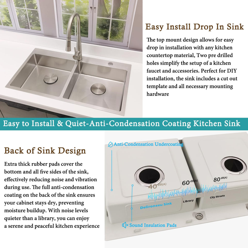 33x19 Drop Sink Double Bowl, Mobile Home Kitchen Sink
