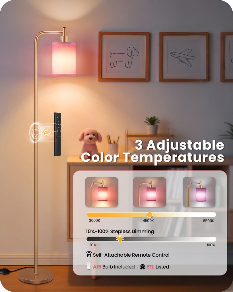 Dimmable Floor Lamp with Remote & 10W Bulb