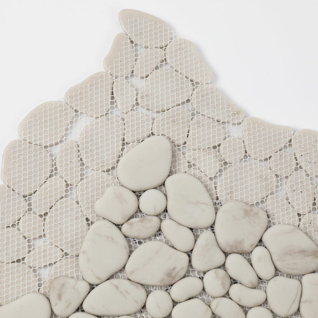 Beige Pebble Mosaic Tile, 12"X12" Pebble Floor Tiles, 8 Sheets