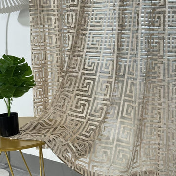 1 Pair Black and Gold Sheer Curtains Luxury Tulle Curtains (Gold,2 Panels 54 Inches by 84 Inches)