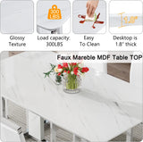 67 Inch Faux Marble Dining Table, White Rectangular Kitchen Dining Table, 1.8 Inch Thick Mid Century Modern Dining