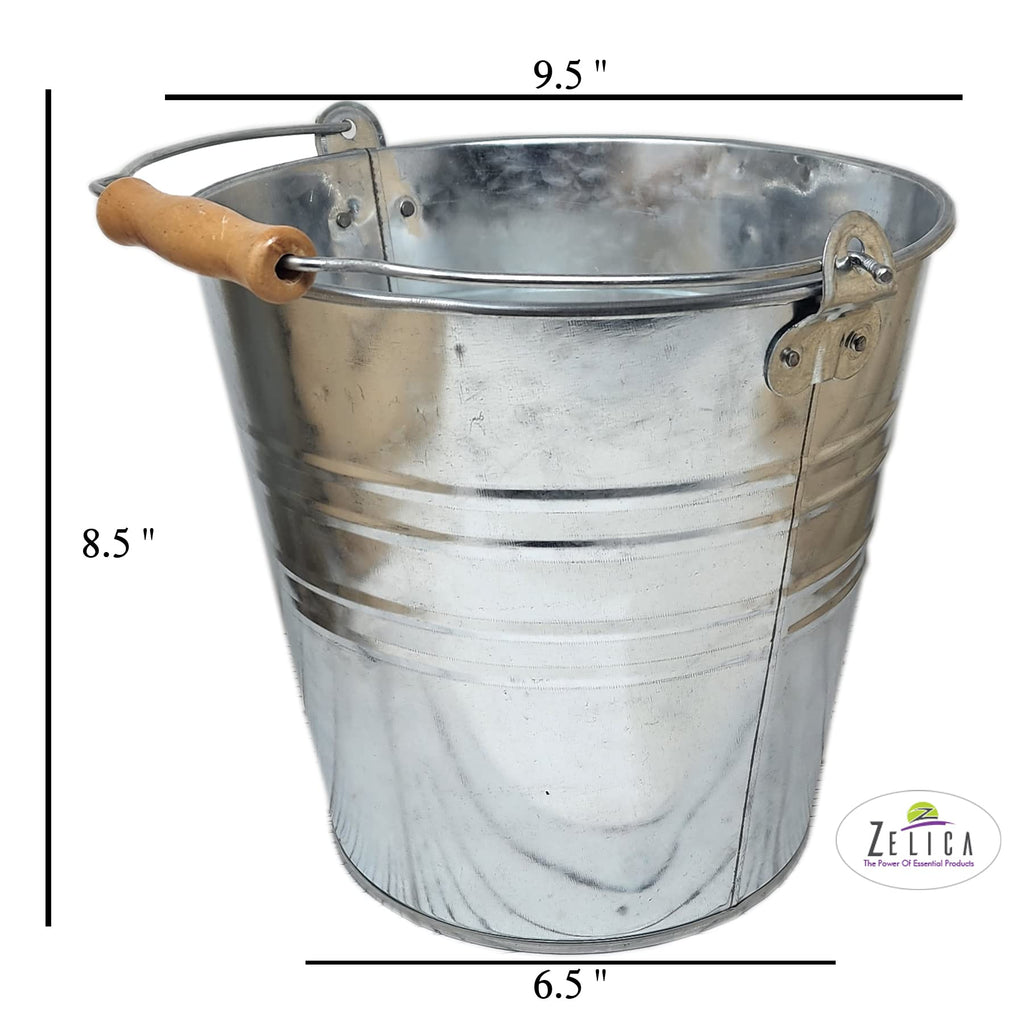 Large Metal Bucket 1.875 Gallon (4 Pack) Pail Tins Silver w/Wood Handle Retro Look for Planter or décor, Gifts