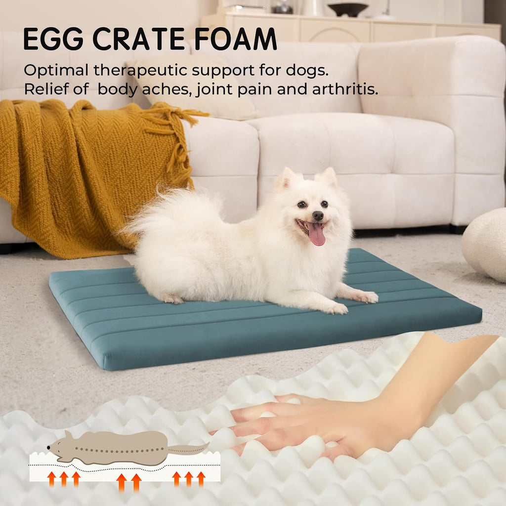 Dog Crate Bed, Orthopedic Dog Bed Pad with Waterproof Liner, Washable Crate Foam Pet Mat for Large, Medium, Puppy