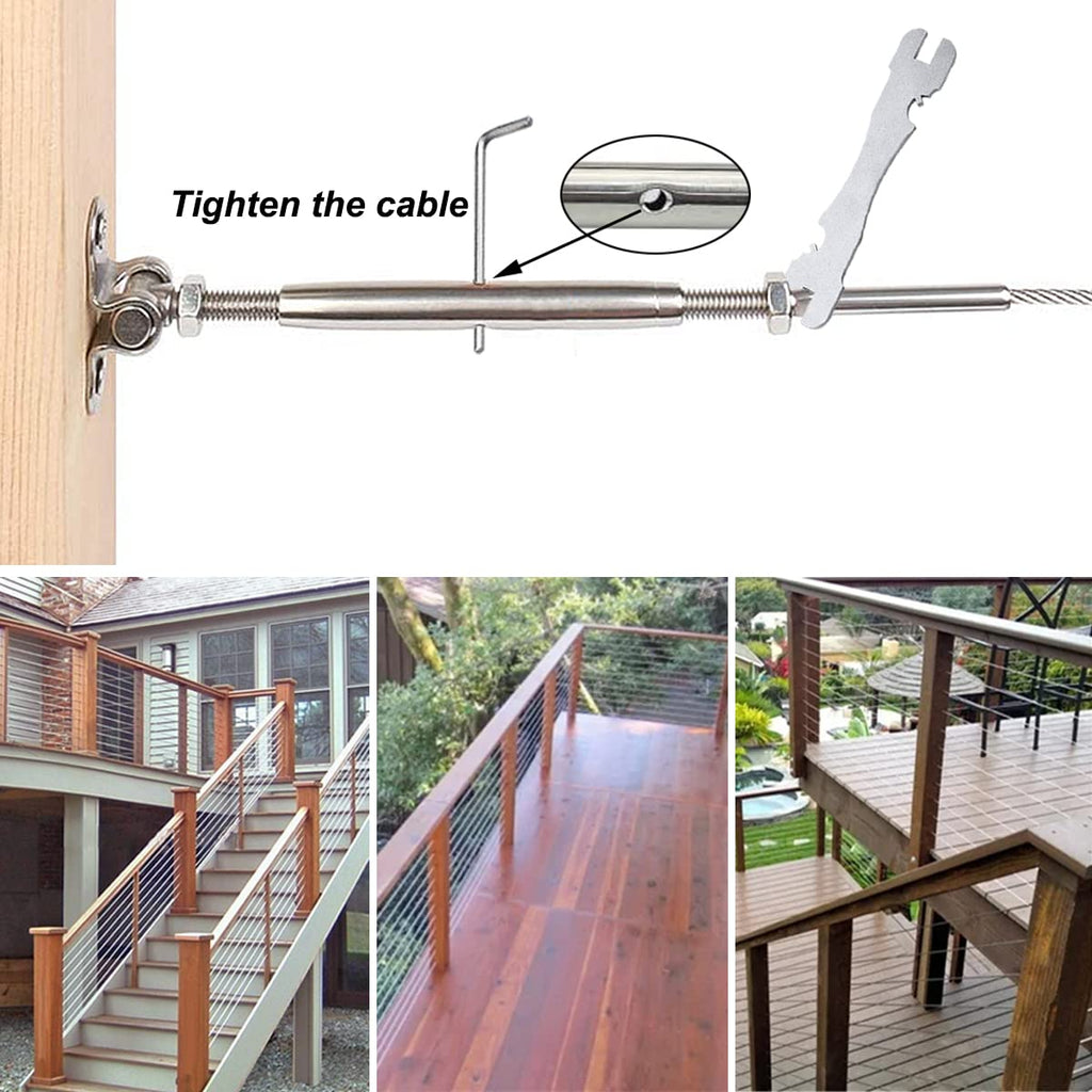 Stainless Steel Cable Railing Hardware Kit, 20 Pairs for 3/16 Cable Railing System, Adjustable Angle, T316 Marine