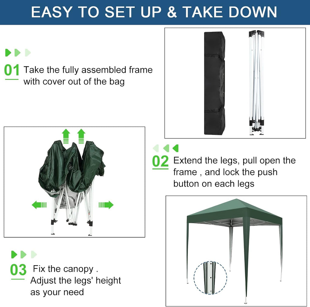 6.5x6.5ft Pop Up Canopy Tent, Outdoor Instant Shelter Folding Canopy with 4 Side Walls and Carry Bag Events, Party