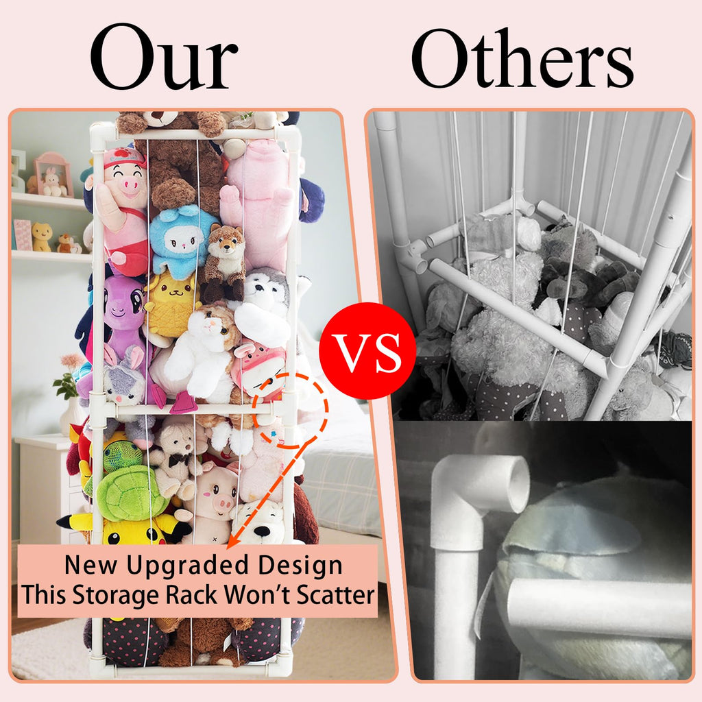 Stuffed Animal Storage Pre-Threaded Bungee Push-Lock Toolless Toy Organizer