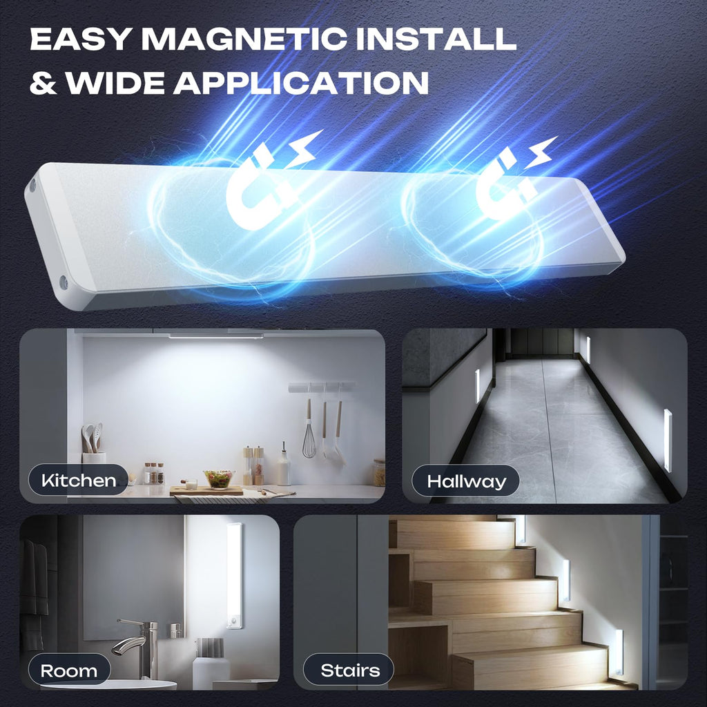 5 Pack Under Cabinet Lighting Wireless 2200maAh Rechargeable LED Motion Sensor Magnetic Light Indoor Closet Lights