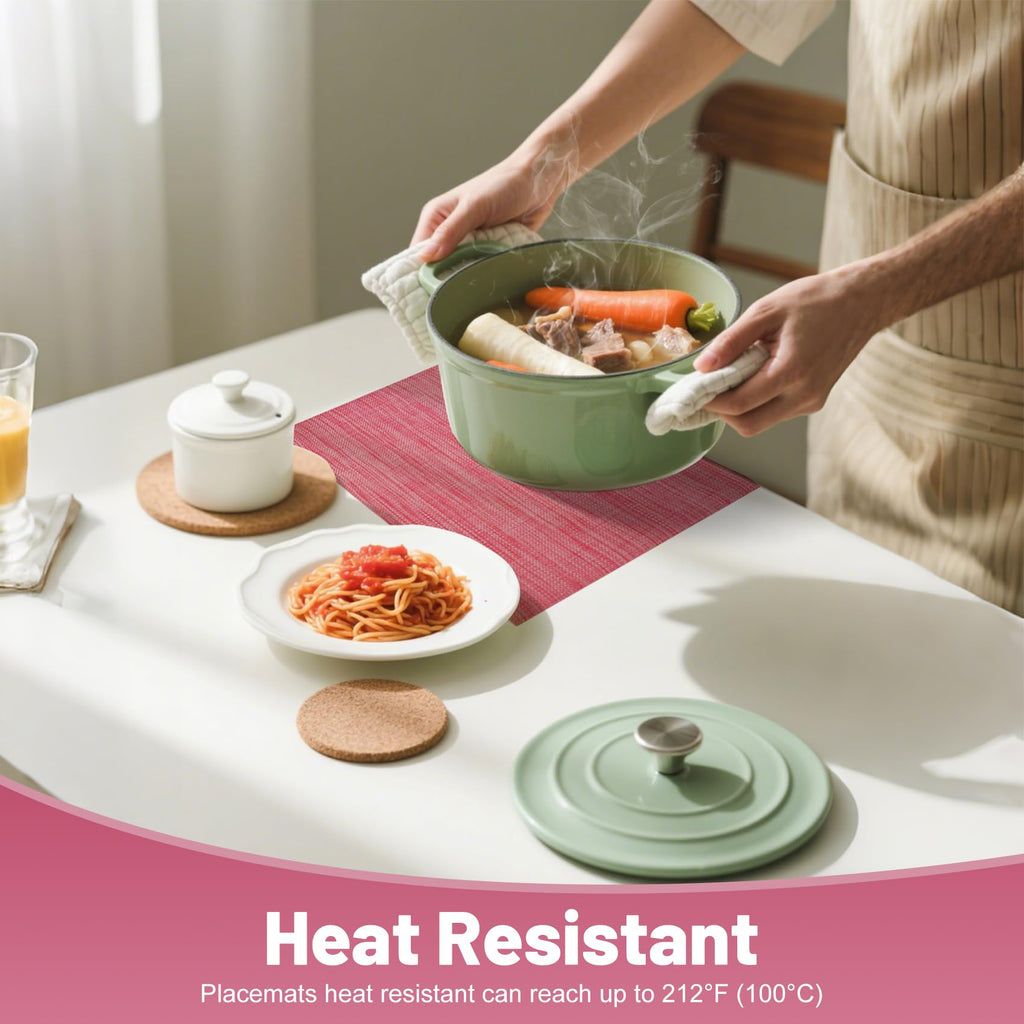 Placemats Set of 12,Christmas Decoration Non-Slip PVC Weave Table Mats Easy to Clean,Heat Resistant Place Mats Dining