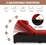 2Piece Outdoor PE Wicker Chaise Lounge Chairs, Pool Lounge Chairs Adjustable Backrest Recliners