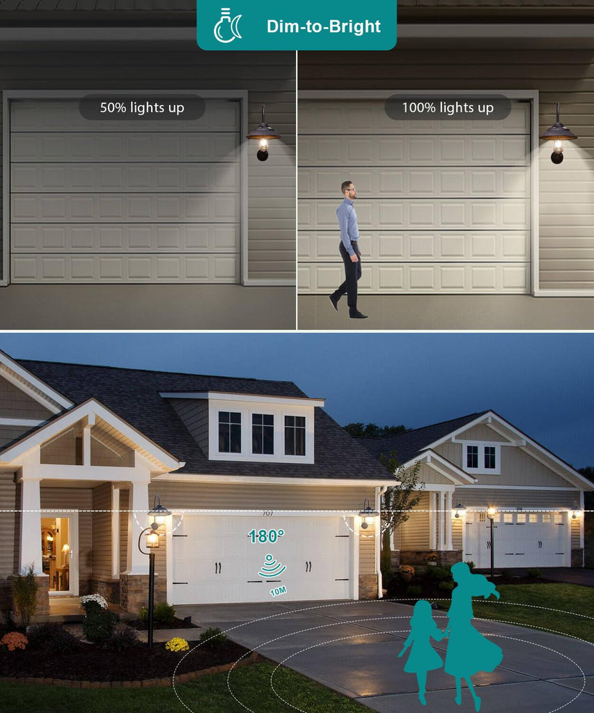 Solar Barn Lights with Motion Sensor for Outside - 2 Pack Black