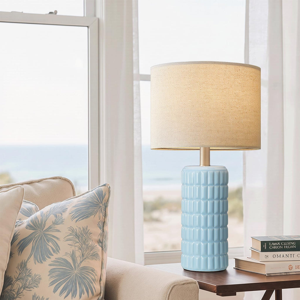 23" Modern Ceramic Table Lamps, Lamps, Sky Blue