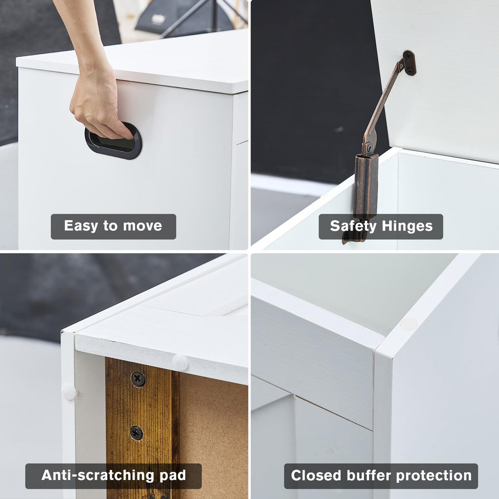 47.2" Storage Bench, Extra Large Wooden Storage Chest with 2 Safety Hinges, entryway Bench, Blanket Storage, Shoe Storage