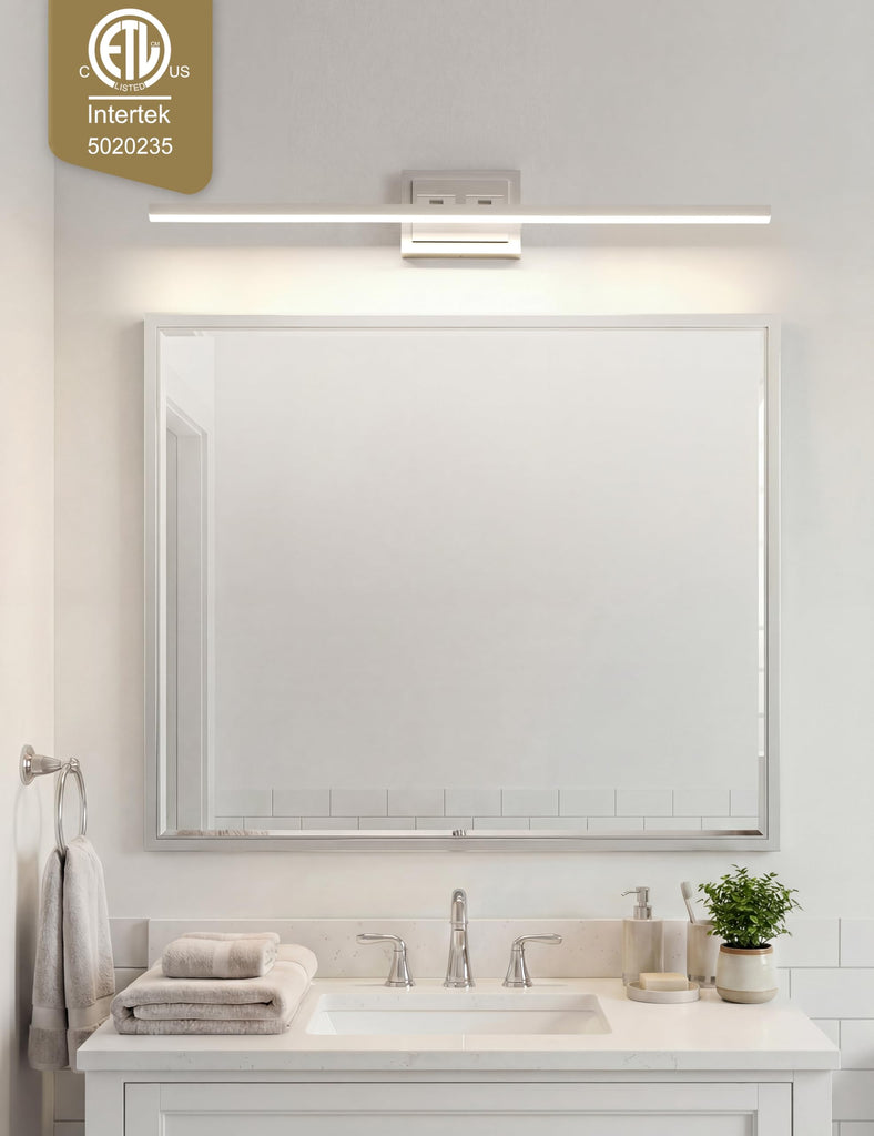 Modern Bathroom Vanity Light 48 inch, Rotatable, 30W Dimmable 5CCT Led Bathroom Light Fixture Over Mirror, Brushed
