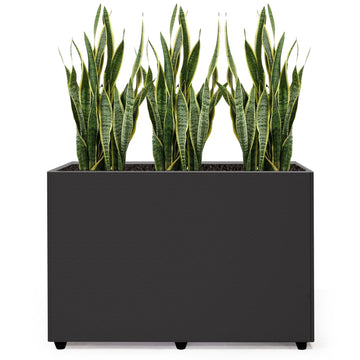 Planter Box Rectangular Block - 24×16×12IN Galvanized Steel Metal Long Box Planter Easy Installation Modern Outdoor