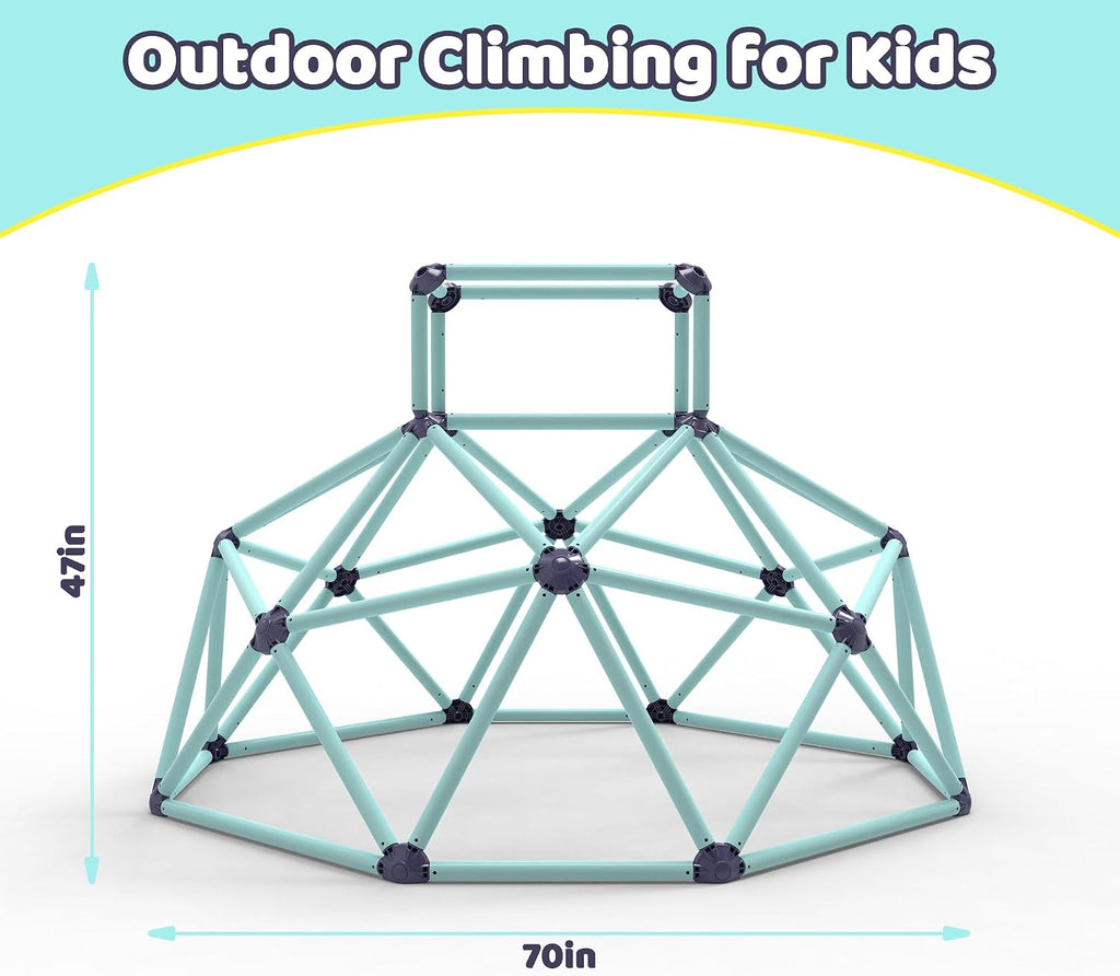 Geometric Climbing Dome - Sturdy Steel Frame, All-Weather, for Kids 3-10 (Blue)
