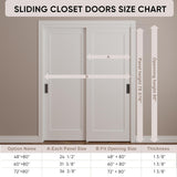 72x80 in 1-Panel Sliding Closet Door, White Primed Bypass Interior Door with Top Track & Floor Guide