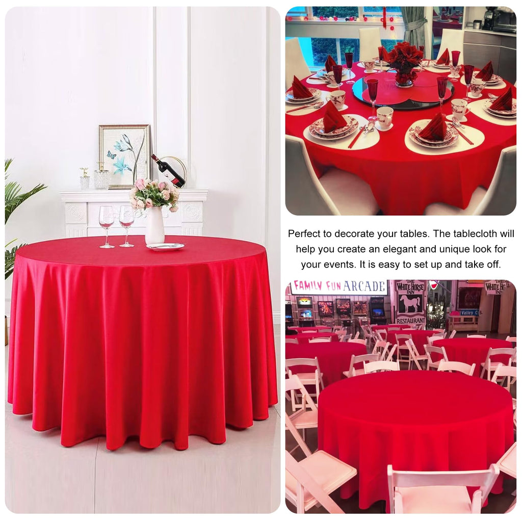 4 Pack Round Tablecloth 120 Inch Polyester Washable Fabric Table Covers for Wedding Dining Table Buffet Parties