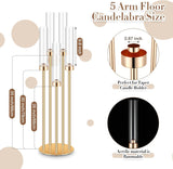 8 Pcs Acrylic Candelabra Centerpieces 35" Tall Clear Candle Holders Pillar Taper Candlestick with Lampshades 5 Arm