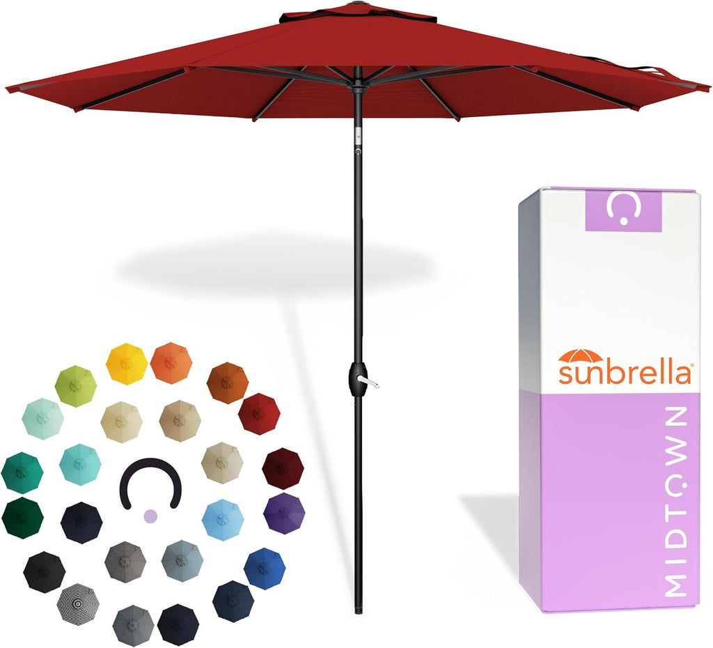 The Lean 9 Ft Patio Umbrella with Fade-Resistant Sunbrella Fabric