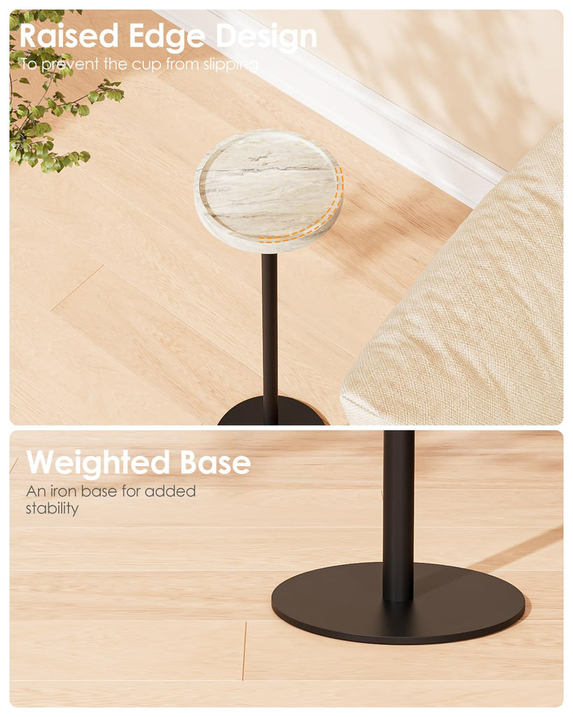 Inspired Saarinen Style Round Drink Table Set 2, Small Pedestal Side Table, White Marble