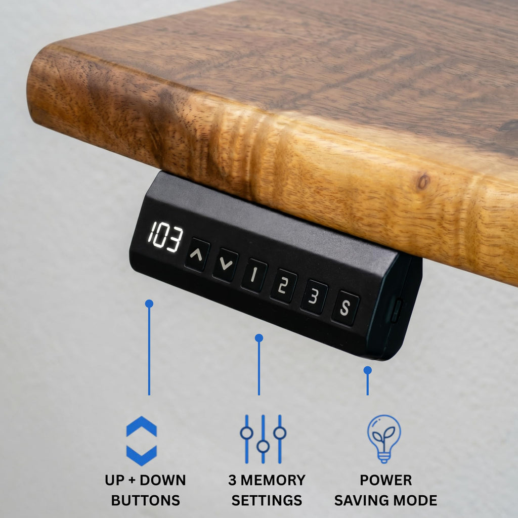 Walnut Solid Wood Standing Desk with Natural Live Edge, W60 x D27