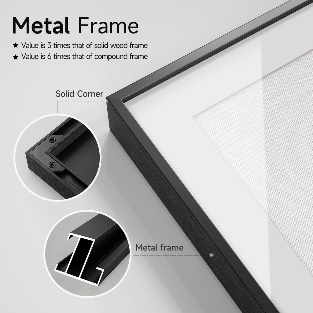 Framed Boho Black and White Brown Modern Abstract Wall Art