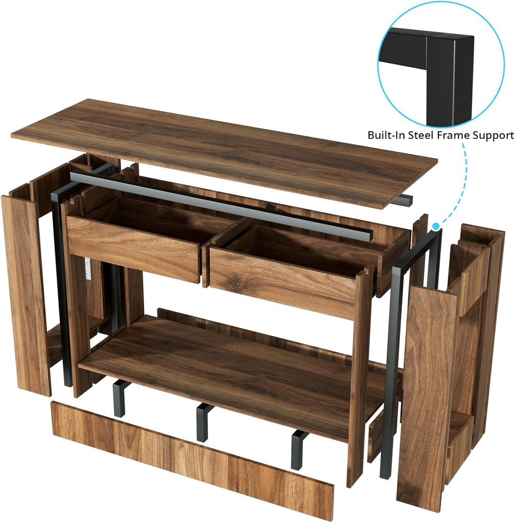 55-75/90 Gallon Fish Tank Stand with Power Outlet for 2 Tank, Walnut