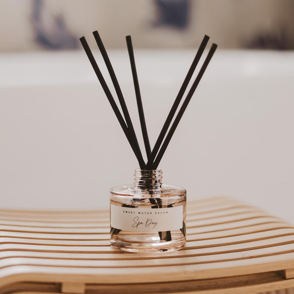 Spa Day Reed Diffuser - Room Decor Aesthetic with Long-Lasting Premium Fragrance of Sea Salt, Jasmine, Wood and Cream
