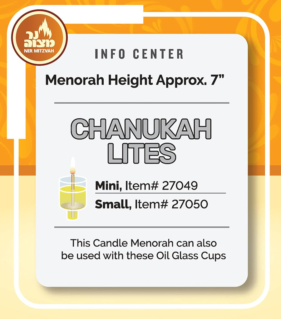 Silver Plated Candle , Fits All Standard Hanukkah Candles - Curved Branches, 7.25 High x 6.5 Wide