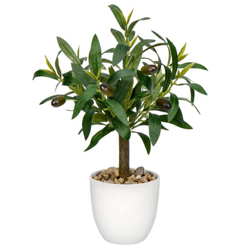 15 Inch Small Artificial Olive Tree in White Pot Tabletop Decor