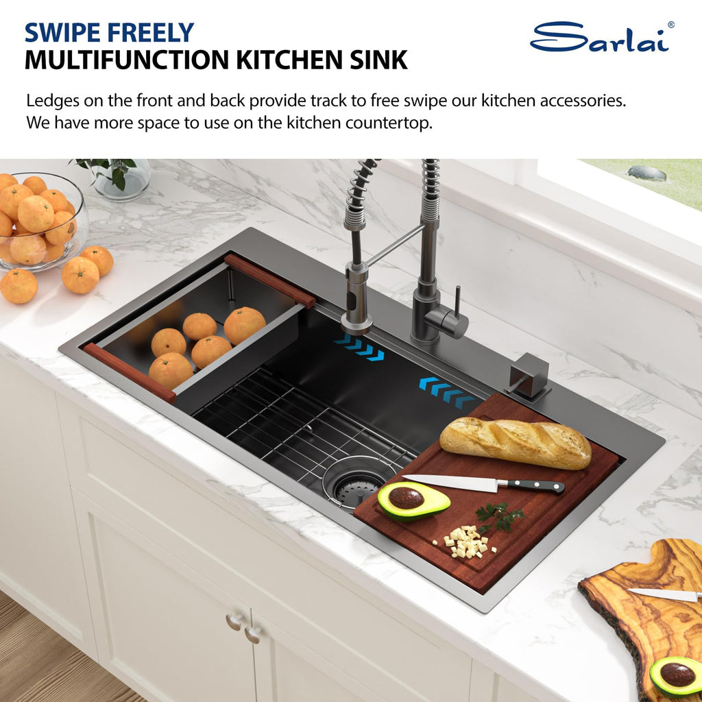 36 Inch Black Drop Sink Workstation 36x19 Drop Sink Black Stainless Steel Topmount Workstation Sink 16 Gauge Deep