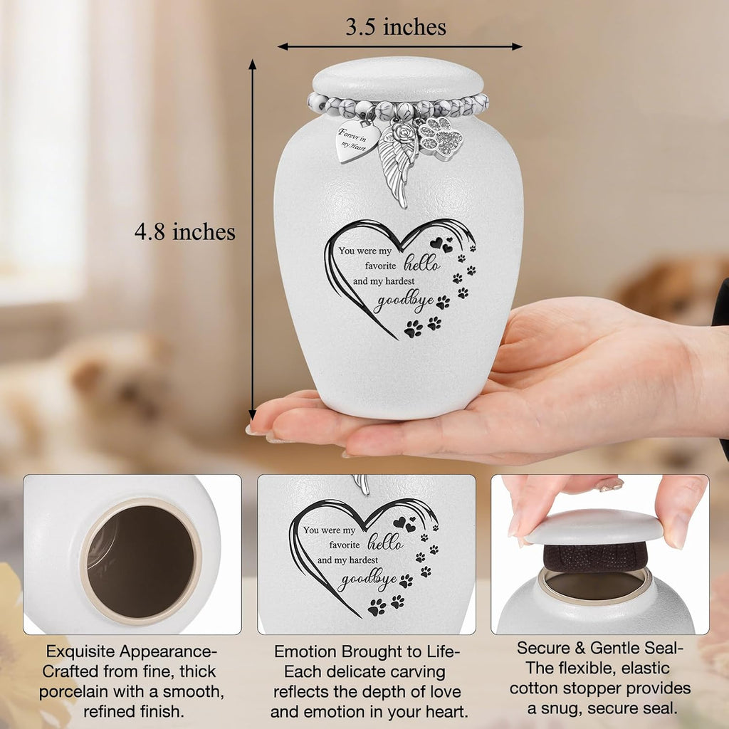 Pet Urn for Dogs Cats 4.8 Inch Small Urn for Pet Ashes Cremation Keepsake Urns Ceramic Mini Urns for Ashes Pet