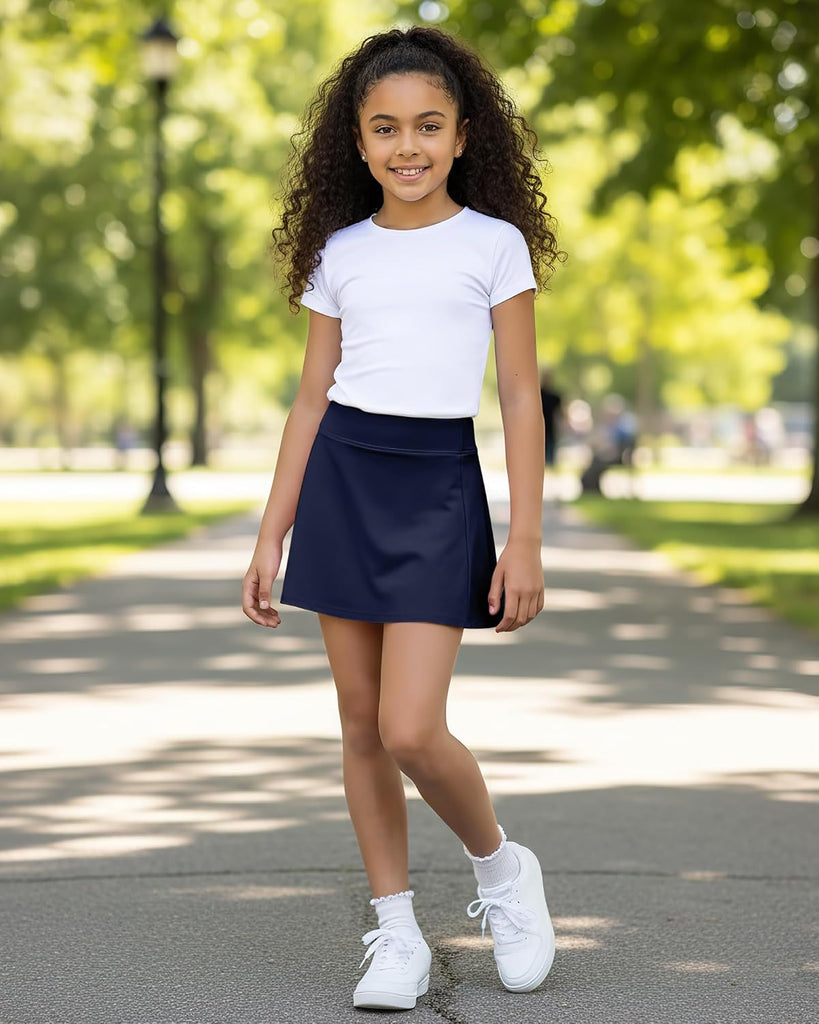Girls A-Line Tennis Skort with Built-in Shorts for Sports Play